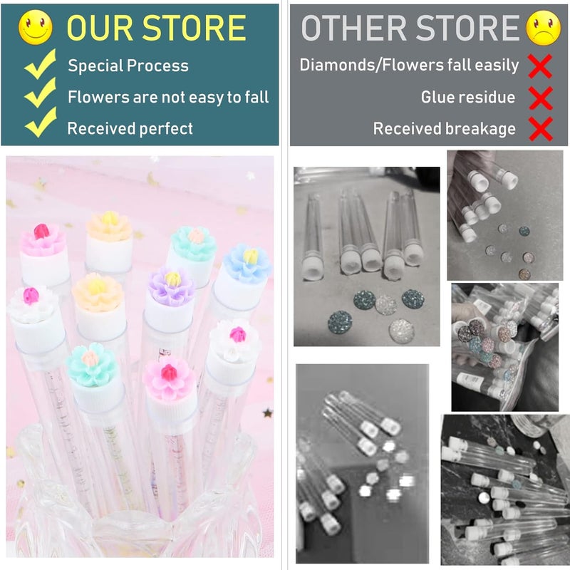 SenRocc 20 pcs Mascara Wands Tube Set Reusable Lash Spoolies Flower Tube Eyelash Brush Tubes Spoolies Lash Extension Brushes Applicators Makeup Tools (cherry blossom-MlX) - Image 5